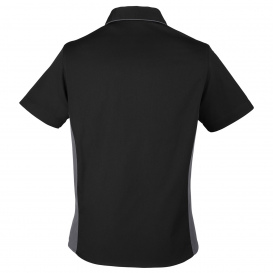 Harriton M586W Ladies Flash IL Colorblock Short-Sleeve Shirt - Black/Dark Charcoal