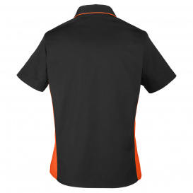 Harriton M586W Ladies Flash IL Colorblock Short-Sleeve Shirt - Black/Team Orange
