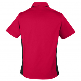 Harriton M586W Ladies Flash IL Colorblock Short-Sleeve Shirt - Red/Black