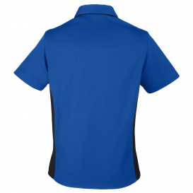 Harriton M586W Ladies Flash IL Colorblock Short-Sleeve Shirt - True Royal/Black