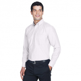 Harriton M600 Men's Long Sleeve Oxford with Stain Release - White