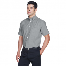 Harriton M600S Men's Short Sleeve Oxford with Stain Release - Oxford Grey
