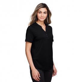 North End NE100W Ladies Jaq Snap-Up Stretch Performance Henley - Black