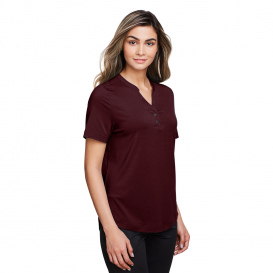 North End NE100W Ladies Jaq Snap-Up Stretch Performance Henley - Burgundy
