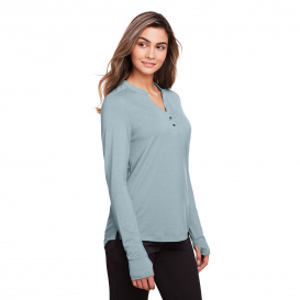 North End NE400W Ladies Jaq Snap-Up Stretch Performance Pullover - Opal Blue