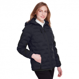 North End NE708W Ladies Loft Puffer Jacket - Black/Carbon