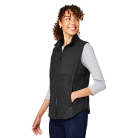 North End NE714W Ladies Aura Sweater Fleece Vest - Black/Black