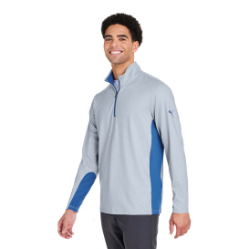 PUMA Golf PG410 Mesa Stripe Quarter-Zip - Lake Blue/Bright White