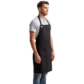 Reprime RP121 Unisex Barley Contrast Stitch Sustainable Bib Apron - Black/Charcoal