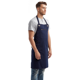 Reprime RP121 Unisex Barley Contrast Stitch Sustainable Bib Apron - Navy/Camel