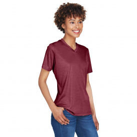 Team 365 TT11HW Ladies Sonic Heather Performance T-Shirt - Sport Maroon Heather