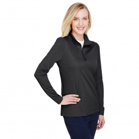 Team 365 TT31HW Ladies Zone Sonic Heather Performance Quarter-Zip - Black Heather