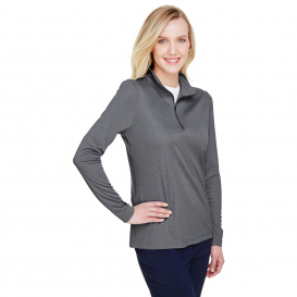 Team 365 TT31HW Ladies Zone Sonic Heather Performance Quarter-Zip - Dark Grey Heather
