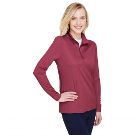 Team 365 TT31HW Ladies Zone Sonic Heather Performance Quarter-Zip - Sport Maroon Heather