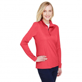 Team 365 TT31HW Ladies Zone Sonic Heather Performance Quarter-Zip - Sport Red Heather