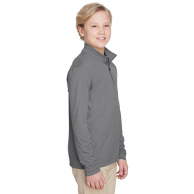 Team 365 TT31HY Youth Zone Sonic Heather Performance Quarter-Zip - Dark Grey Heather