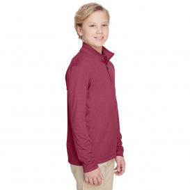 Team 365 TT31HY Youth Zone Sonic Heather Performance Quarter-Zip - Sport Maroon Heather