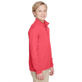 Team 365 TT31HY Youth Zone Sonic Heather Performance Quarter-Zip - Sport Red Heather
