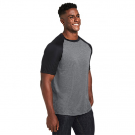 Team 365 TT62 Unisex Zone Colorblock Raglan T-Shirt - Dark Grey Heather/Black