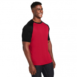 Team 365 TT62 Unisex Zone Colorblock Raglan T-Shirt - Sport Red/Black Heather