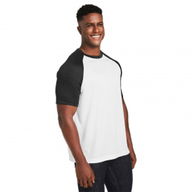 Team 365 TT62 Unisex Zone Colorblock Raglan T-Shirt - White/Black Heather