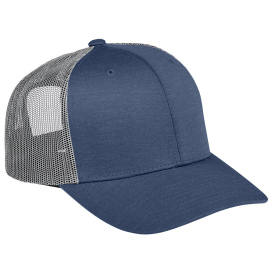 Team 365 TT802Y Youth Zone Sonic Heather Trucker Cap by Yupoong - Sport Denim Navy Heather/Sport Gray