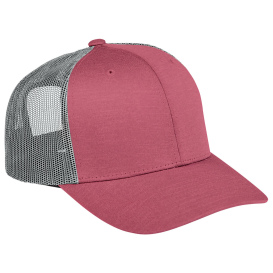 Team 365 TT802Y Youth Zone Sonic Heather Trucker Cap by Yupoong - Sport Maroon Heather/Sport Gray