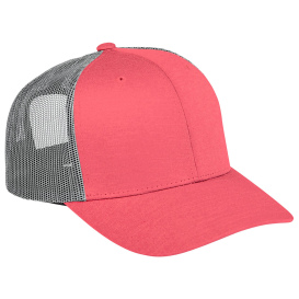 Team 365 TT802Y Youth Zone Sonic Heather Trucker Cap by Yupoong - Sport Red Heather/Sport Gray