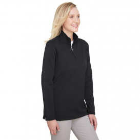 UltraClub UC792W Ladies Coastal Pique Fleece 1/4-Zip - Black ...