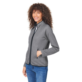 Core 365 CE72W Ladies Venture Heathered Stripe Full-Zip - Black/White