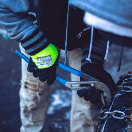 Armor Guys 04-322 Extraflex Hi-Vis Nitrile Knuckle Coated Gloves - Engineered A4 Liner