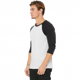 Bella + Canvas BC3200 Unisex 3/4-Sleeve Baseball Tee - White Flk/Charcoal-Black Triblend