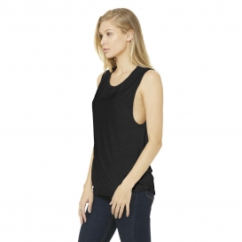 Bella + Canvas BC8803 Women's Flowy Scoop Muscle Tank - Black Heather
