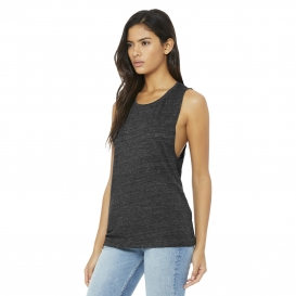 Bella + Canvas BC8803 Women\'s Flowy Scoop Muscle Tank - Charcoal-Black Slub