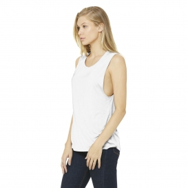 Bella + Canvas BC8803 Women's Flowy Scoop Muscle Tank - White