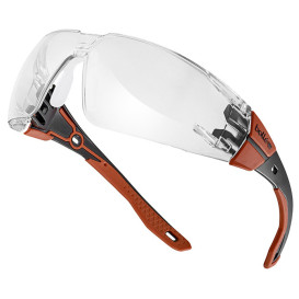 Bolle RUSPMN11U Rush + 2.0 Safety Glasses - Black/Red Temples - Clear CSP Platinum Anti-Fog Lens
