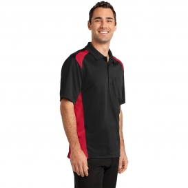 CornerStone CS416 Select Snag-Proof Two Way Colorblock Pocket Polo - Black/Red