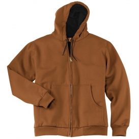 CornerStone CS620 Heavyweight Full-Zip Hooded Sweatshirt with Thermal Lining - Duck Brown
