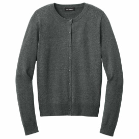 Port Authority LSW2870 Ladies Easy Care Crewneck Cardigan Sweater - Charcoal Heather