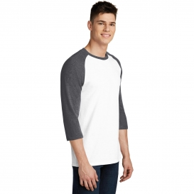 District DT6210 Young Mens Very Important Tee 3/4-Sleeve Raglan - Heathered Charcoal/White