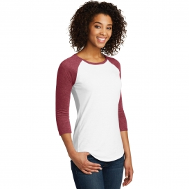 District DT6211 Juniors Very Important Tee 3/4-Sleeve Raglan - Heathered Red/White