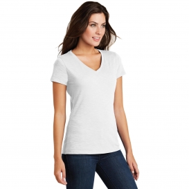 District DM3501 Women's Super Slub V-Neck Tee - White | Full Source