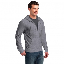 District DT1100 Jersey Full-Zip Hoodie - Dark Heather Grey