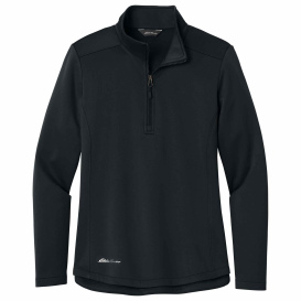 Eddie Bauer EB2370 Ladies Smooth Mid Layer Fleece 1/2-Zip - Black