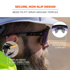 Ergodyne Aegir 55007 Safety Glasses - Black Frame - Blue Mirror Lens
