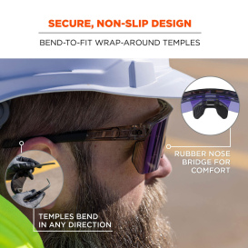 Ergodyne Aegir 55011 Safety Glasses - Smoke Frame - Blue Mirror Lens