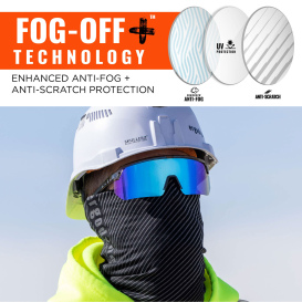 Ergodyne Aegir 55012 Safety Glasses - Clear Smoke Frame - Blue Fog-Off Anti-Fog Mirror Lens