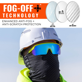 Ergodyne Aegir 55018 Safety Glasses - Lime Frame - Blue Fog-Off Anti-Fog Mirror Lens