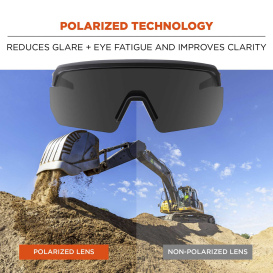 Ergodyne Aegir 55063 Safety Glasses - Black Frame - Smoke Polarized Anti-Fog Mirror Lens