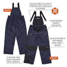 Ergodyne N-Ferno 6462 Essential Insulated Freezer Bibs Overalls - Navy